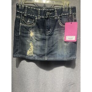Rock and Roll Cowgirl distressed denim Mini  Skirt 25